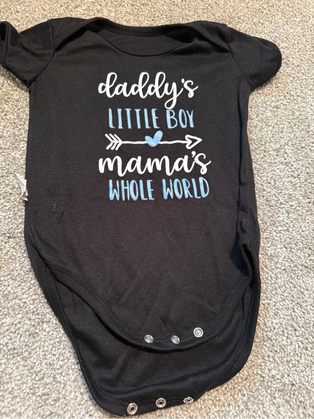 Daddy's Little Boy Mama's Whole World Black Baby One-Piece